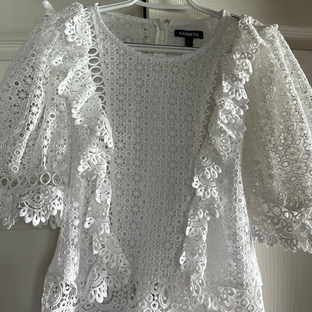 Express White Eyelet Top